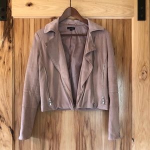 Shinestar Women's Pink Faux Suede Motorcycle Jacket, Size S, Brand New